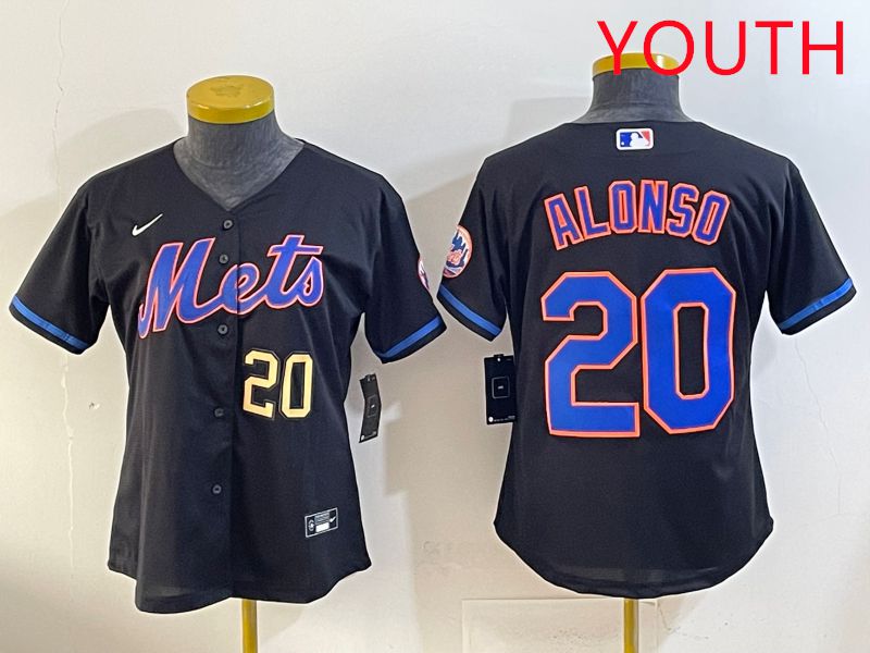 Youth 2025 New York Mets 20 Alonso Black Game Nike MLB Jersey style 4